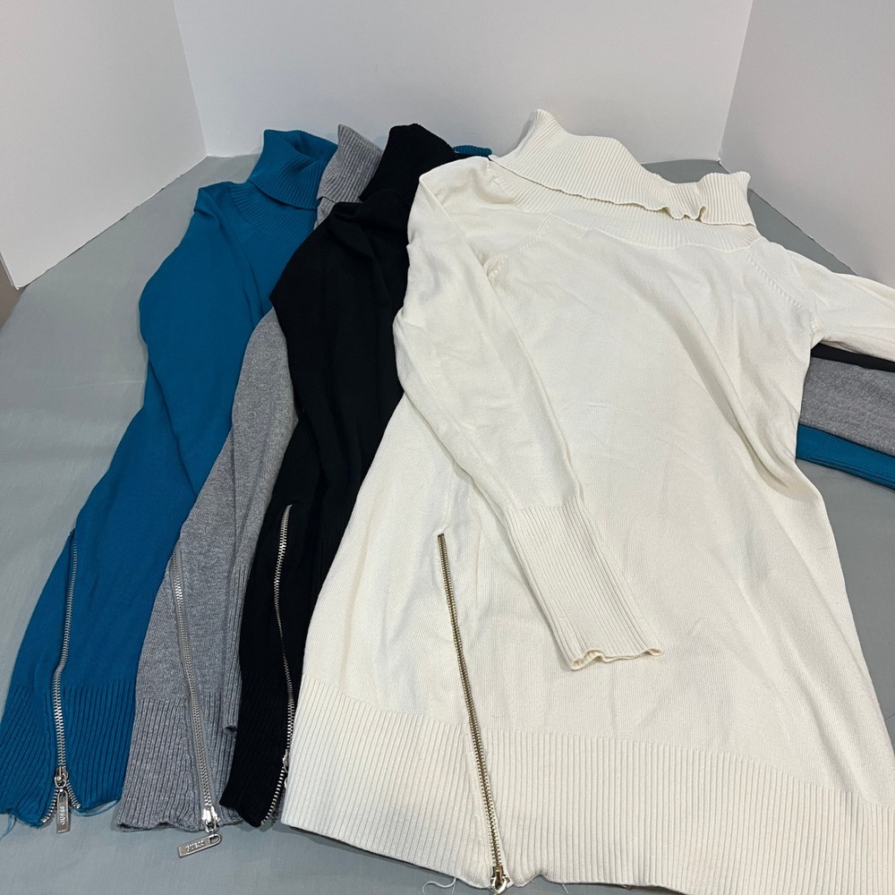 GUESS Tunic Sweater Womens M Gray Cowl Neck Side Zip Long Sleeve Bundle of 4